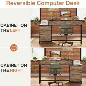 Tribesigns Computer Desk with 5 Drawers, 47" Writing Table with Reversible File Cabinet* Desks