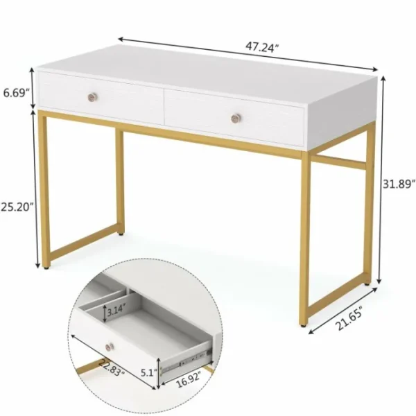 Tribesigns Computer Desk with 2 Drawers, Multifunctional Study Writing Desk* Desks