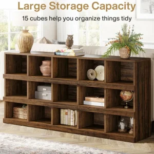 Tribesigns 63" Console Table, Farmhouse 4 - Tier Sofa Table with 15 Storage Cubes* Console Tables | Console Tables