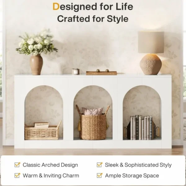Tribesigns 70.8" Console Table, Wood Entryway Entry Table with 3 Arched Shelves* Console Tables | Console Tables