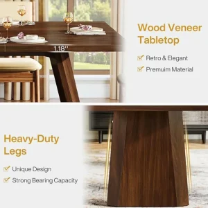 Tribesigns 70" Dining Table, Farmhouse Kitchen Table Dinner Table for 6 to 8* Dining Tables