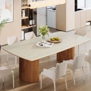 Tribesigns 78.7" Dining Table, Kitchen Table With Semi - Circular Stripe Base* Dining Tables