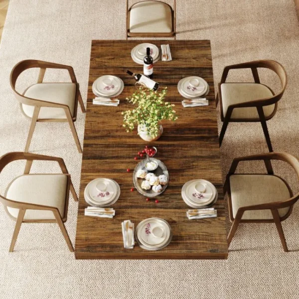 Tribesigns 63" Dining Table, Rectangular Kitchen Table with Geometric Relief for 4 - 6* Dining Tables