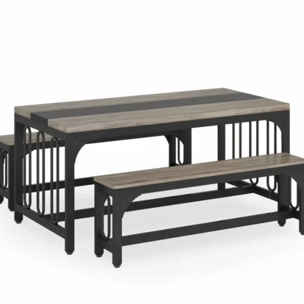 Tribesigns Dining Table Set, 3-Piece Kitchen Table with 2 Benches for 4-6 People* Dining Tables