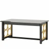 Tribesigns 63” Dining Table with Gold Metal & Glossy Surface for 4-6 People* Dining Tables