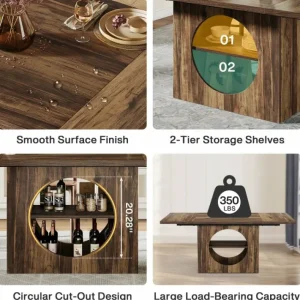 Tribesigns 63" Dining Table, Wood Kitchen Table with Storage for 4 - 6* Dining Tables