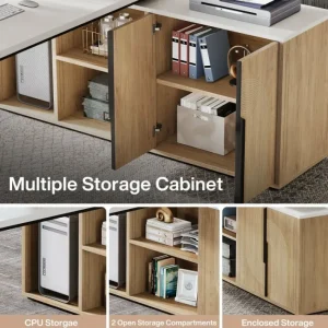 Tribesigns 74" Executive Desk, L - Shaped Computer Desk Office Desk With Cabinet* Desks