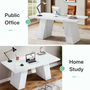 Tribesigns 63" Executive Desk, Modern Faux Marble Computer Desk* Desks
