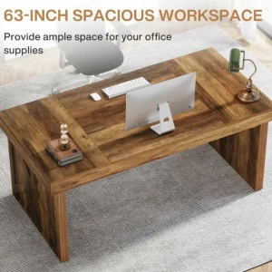 Tribesigns 63" Executive Desk, Wood Computer Desk Office Desk* Desks