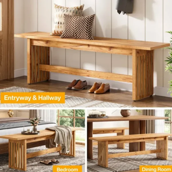 Tribesigns Hallway view of 59" 's Entry Bench, Farmhouse Kitchen Bench Bedroom Bed Bench.* Benches