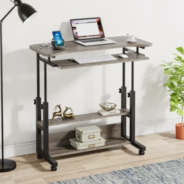Tribesigns Height Adjustable Desk, Mobile Portable Desk with Wireless Charging Station* Desks