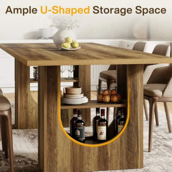 Tribesigns 70.8" Kitchen Table, Farmhouse Dining Table with Storage Shelves for 6 - 8* Dining Tables