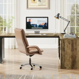 Tribesigns 70.8" L - shaped Desk, Farmhouse Executive Desk with File Cabinet* Desks