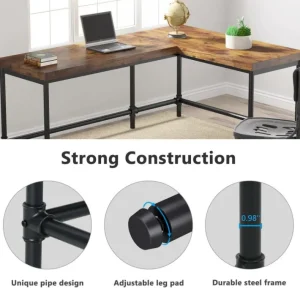 Tribesigns 67" L - Shaped Desk, Industrial Reversible Computer Corner Desk* Desks