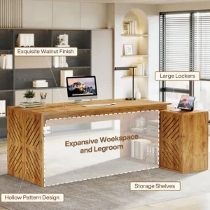 Tribesigns 70.8" L - Shaped Executive Desk, Modern Office Computer Desk with Lateral Cabinet* Desks