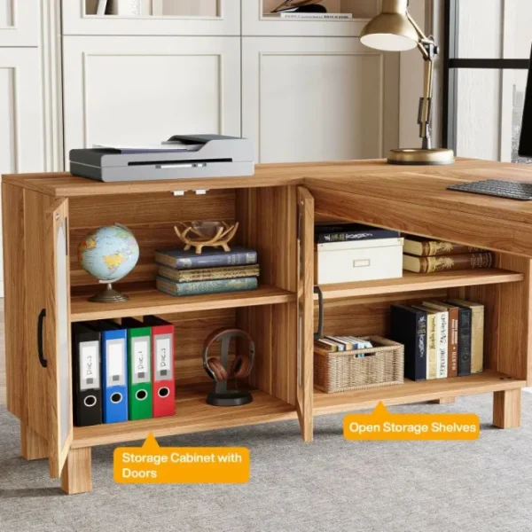 Tribesigns 59" L - Shaped Executive Desk, Computer Desk Home Office Desk With Storage Cabinet* Desks