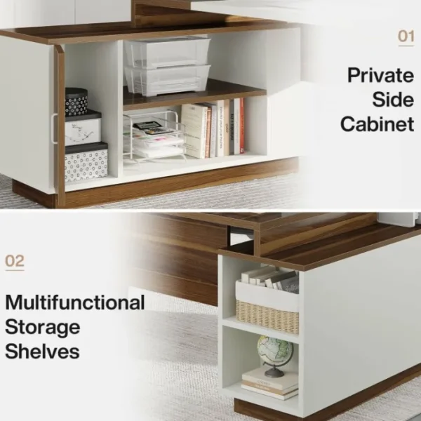 Tribesigns L - Shaped Executive Desk, 70.5" Computer Desk with Cabinet* Desks