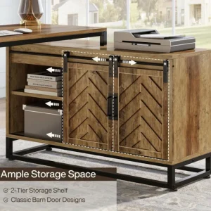 Tribesigns L - Shaped Executive Desk, 53" Farmhouse Computer Desk Corner Desk with Cabinet* Desks