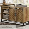 Tribesigns L - Shaped Executive Desk, 53" Farmhouse Computer Desk Corner Desk with Cabinet* Desks