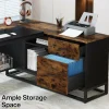 Tribesigns 63" L-Shaped Desk, Large Executive Business Desk with Drawers and Shelves* Desks