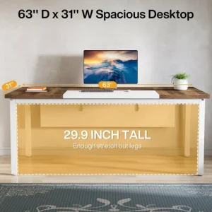 Tribesigns 63" L-Shaped Desk, Modern Executive Computer Desk with 37" Mobile File Cabinet* Desks