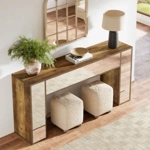 Tribesigns 63" Mirrored Console Table, Wooden Sofa Table Hallway Table* Console Tables | Console Tables