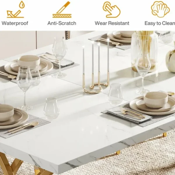 Tribesigns 63" Modern Dining Table with Faux Marble Tabletop for 4-6 People* Dining Tables