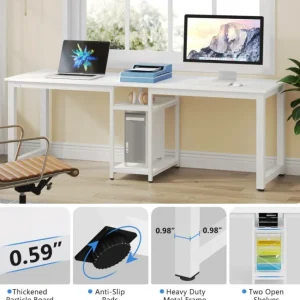 Tribesigns 78.74" Two Person Desk, Double Computer Desk with Storage Shelves* Desks