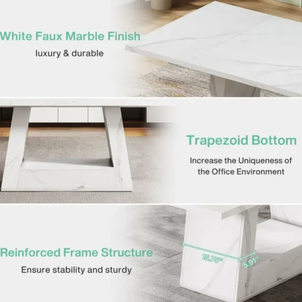 Tribesigns 63" Wood Computer Desk, Faux Marble Executive Desk Office Desk* Desks