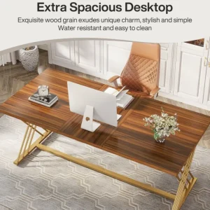 Tribesigns 63" Wood Executive Desk Computer Desk with Metal Frame for Home Office* Desks
